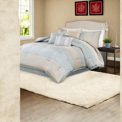 Ensembles de literie de luxe 7 pièces, jacquard en polyester pour grand lit moderne
