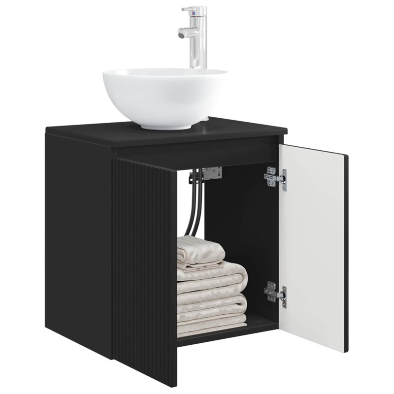 Single Bathroom Vanity with Ceramic Basin, Black