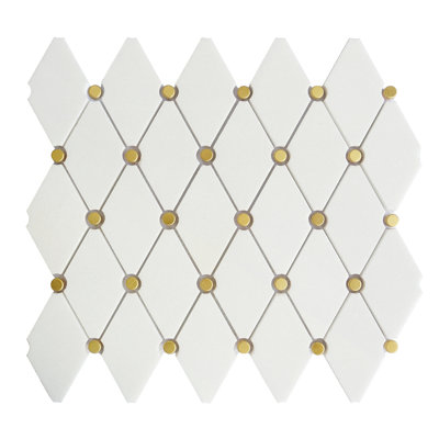 Carreau de mosaïque en marbre poli géométrique naturel 9,65 po x 11,23 po