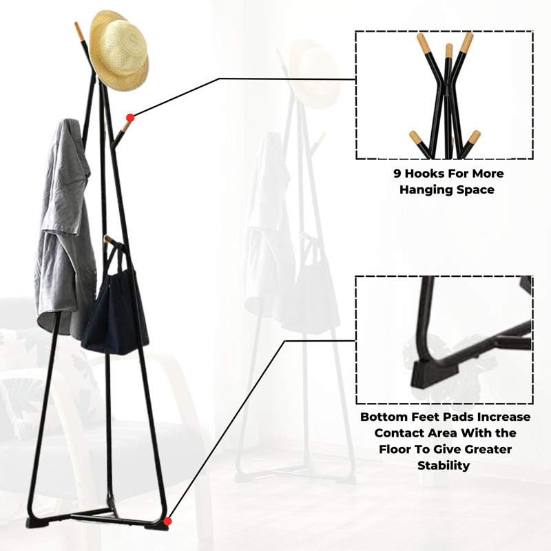 Giusi Freestanding 9 - Hook Coat Rack