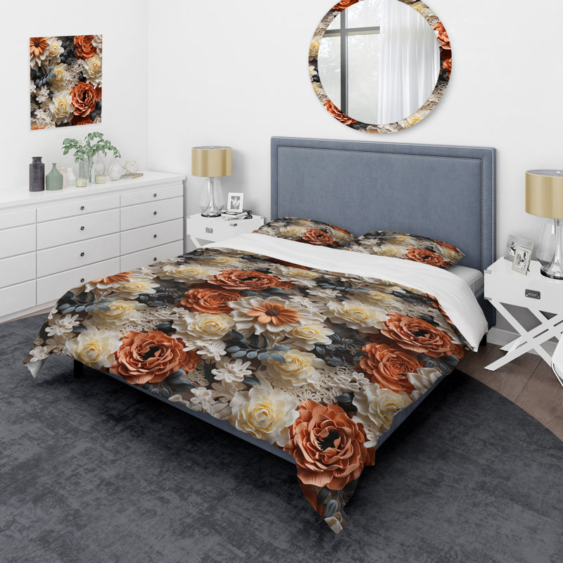 Ensemble de housse de couette Rustic Lace Romance Victorian Pattern III, Housse de couette pour grand lit et 2 taies décor