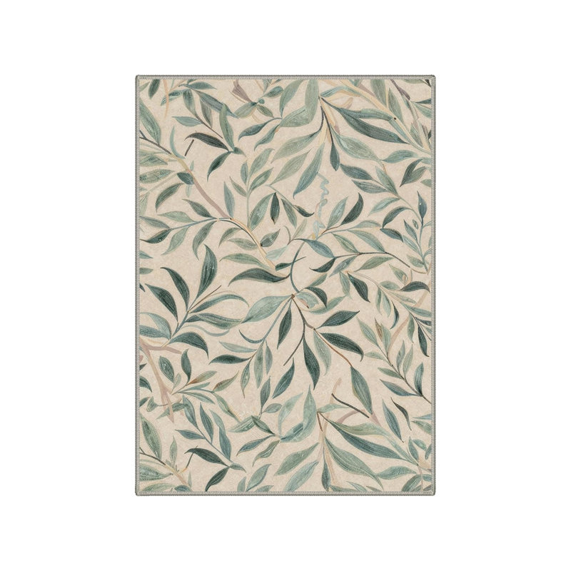 Botanical Green Leaf 5' x 7' Rug for Bedroom & Home Office