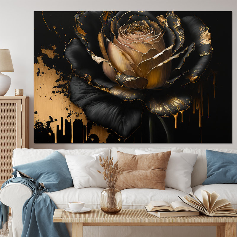 Noir et rose doré II - Art mural rose