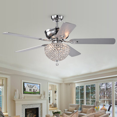Ventilateur de plafond 52 pales en cristal 52 po avec télécommande et éclairage inclus Yandell