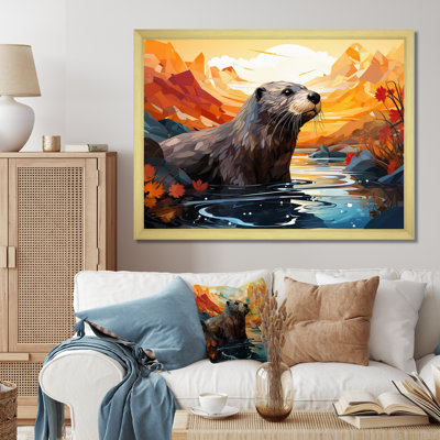 «Yellow Otter Playful River Dweller» sur toile