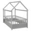 Lit simple en bois avec cadre de toit, garde-corps de clôture, gris-238176348-238176351