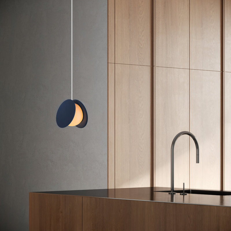 Pendulum Pendant Light, Midnight, White, 14" H x 9.69" W x 8.03" D