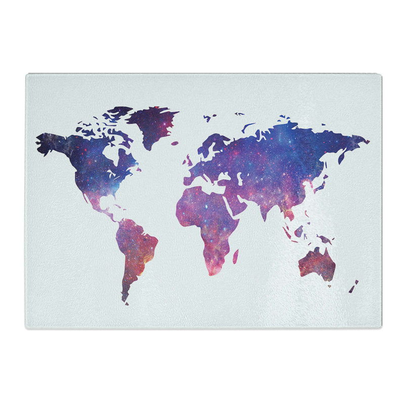 Tempered Glass a Cosmic Map of the Earth Chopping Board, 28.5 cm W x 20 cm L