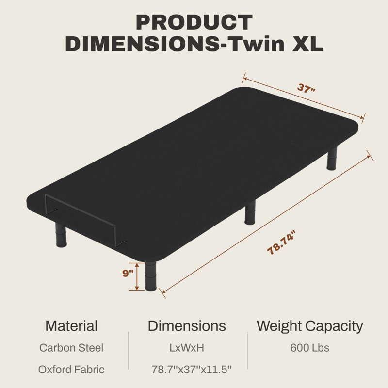 Boltz Adjustable Bed Frame with 5-Part Design & Corded Remote Control, Twin