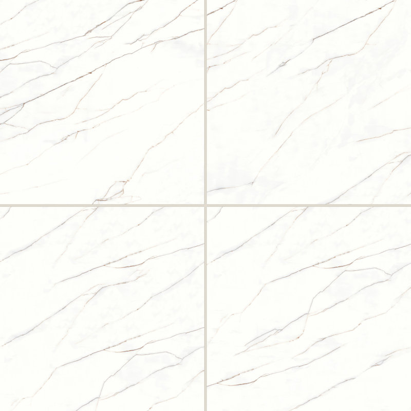 Shandar 24" x 24" Porcelain Marble Look Wall Floor Use Tile in Viber Red