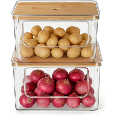 Ensemble de 2 bacs de rangement pour pommes de terre et oignons pour garde-manger, côté droit, empilables