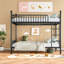 Lits jumeaux XL en métal avec barrière de sécurité incurvée, style industriel moderne, gain de place pour la maison familiale-675793424