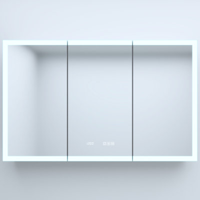Title 48 In. W X 30 H Silver Aluminum Recessed/Surface Mount Medicine Cabinet With High - Definition Mirror, Integrated Led, Robust Back Panel, 110 Soft Close Hinges, Three Color Lights And Fog