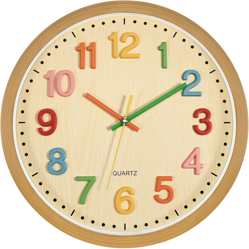Horloge murale silencieuse pour enfants sans pile avec horloge colorée pour enfants