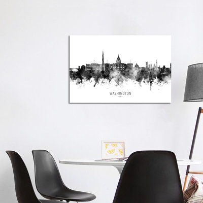 Washington Dc Skyline Name Bw by Michael Tompsett - Wrapped Canvas Gallery-Wrapped Canvas Giclée
