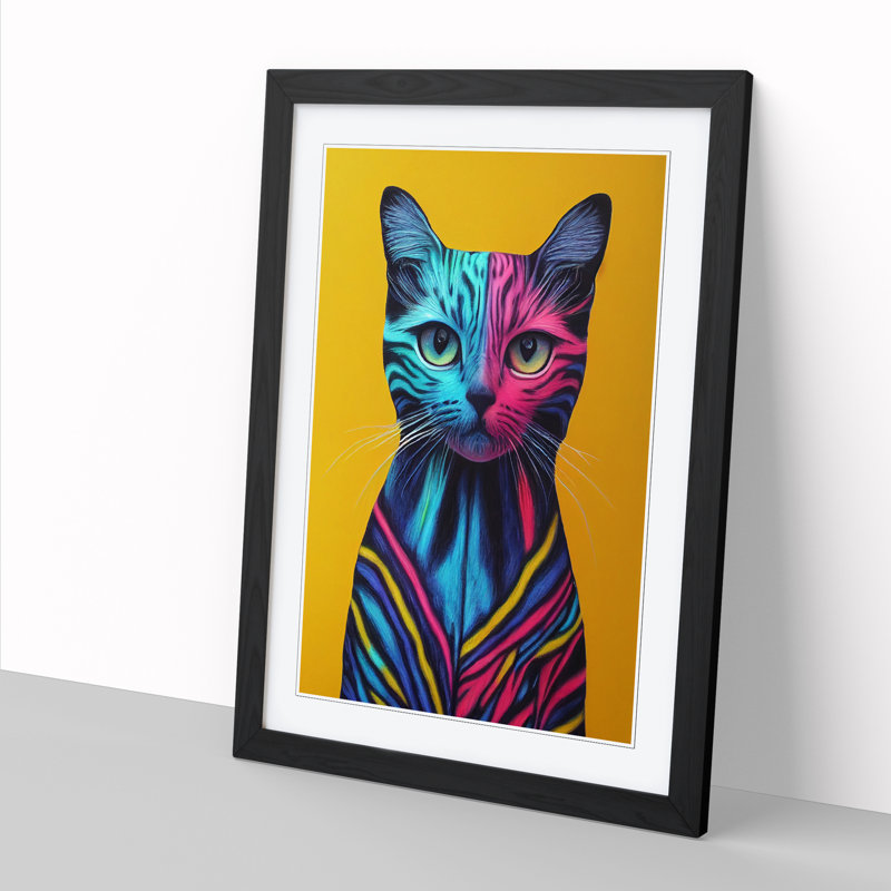 Cat Art Pastels - Picture Frame Print, 46cm H x 34cm W, Oak Framed