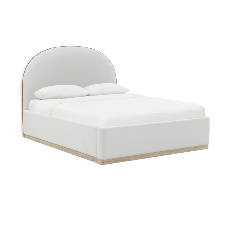Loya Velvet Queen Bed, Queen, Cream