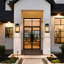 Nellie 1-Light Square Outdoor Wall Lantern Wall Sconce With Clear Striped Glass (1 Pack)