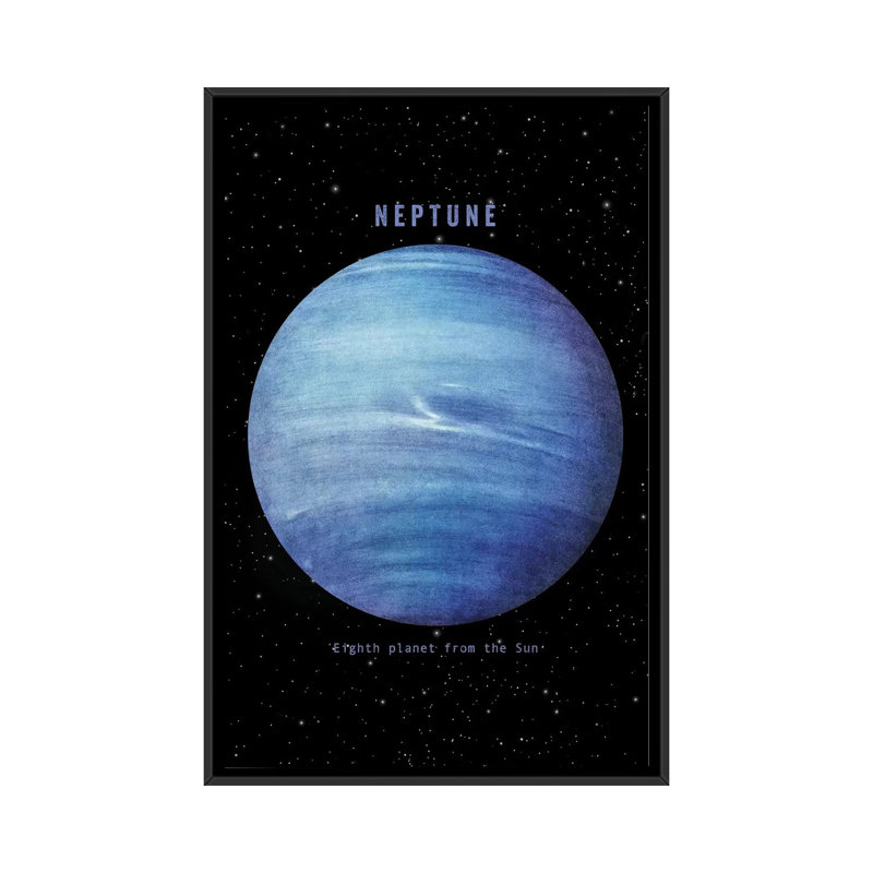 « neptune », impression sur toile, H 26 po x l 18 po x P 1,5 po, Toile avec cadre noir, Pas de tapis
