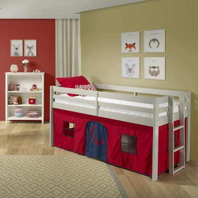 Lit mezzanine simple Jasper, cadre et tente de jeu rouge / bleue