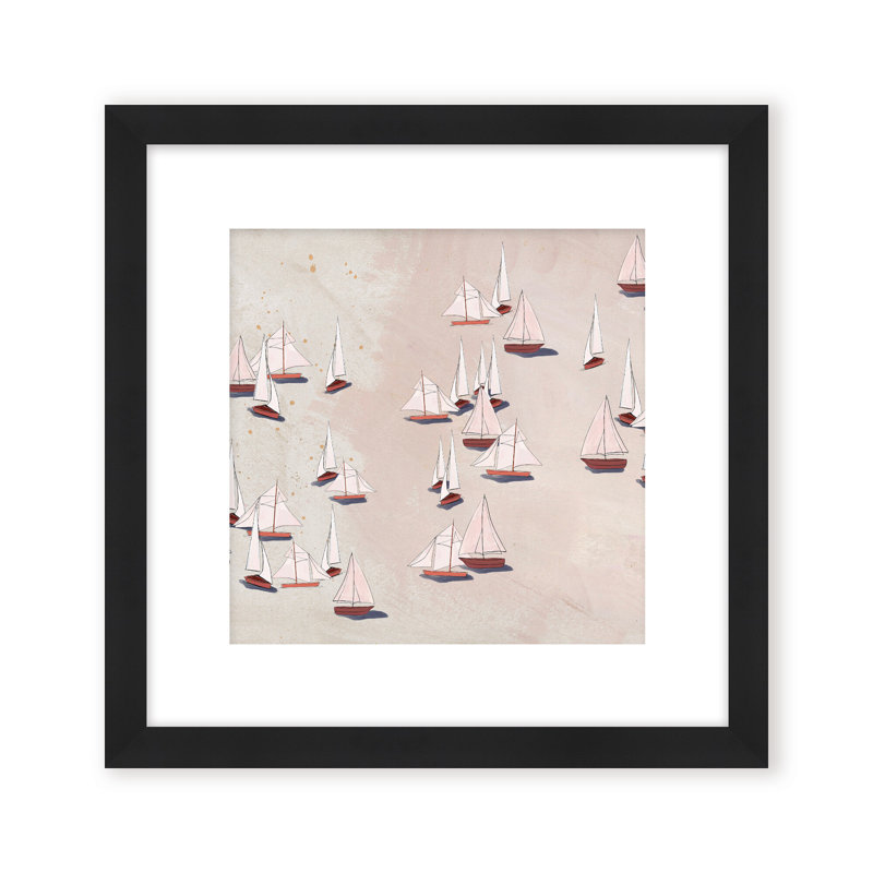 Coastal Retreat Modern Ensemble: Sailboat Odyssey, 24" H x 24" W, Framed Canvas, White