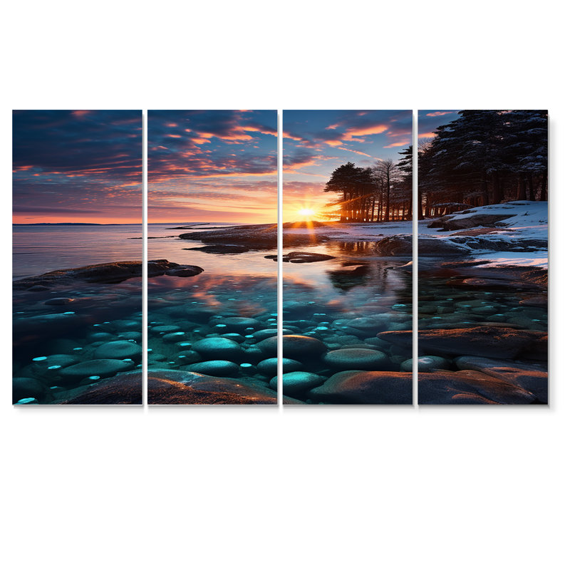 Rushton - Ensemble de décoration murale plage et océan 4 pièces, H 28 po x l 48 po