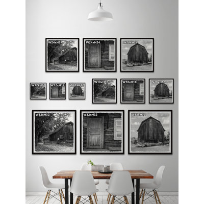 «Gray Barn House Triptych», ensemble de 3 reproductions de photos sur papier encadrées