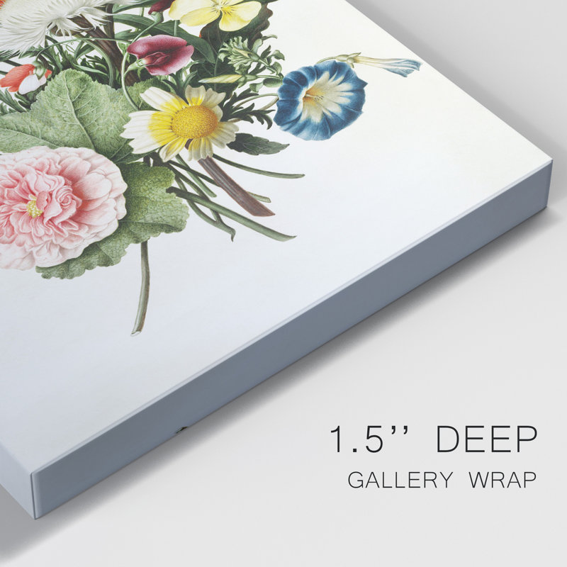 Bouquet de fleurs - peinture sur toile tendue, H 27 po x l 18 po x P 1 po