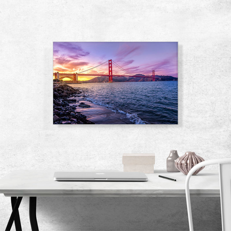 Golden Gate Bridge San Francisco - reproduction de photo sur toile tendue, H 18 po x l 26 po x P 0,75 po