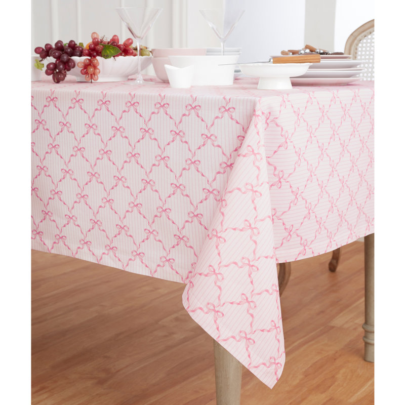 Bows - 100% Pure Cotton Tablecloth, 120" x 60"