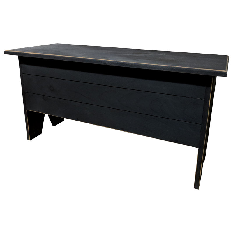Banc de rangement en bois massif Kalki, Vieux noir, H 18,5 po x l 36 po x P 14,5 po