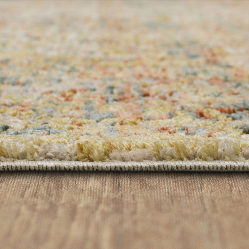 Ivory and Multicolor Synthetic 9' x 12' Rectangular Area Rug