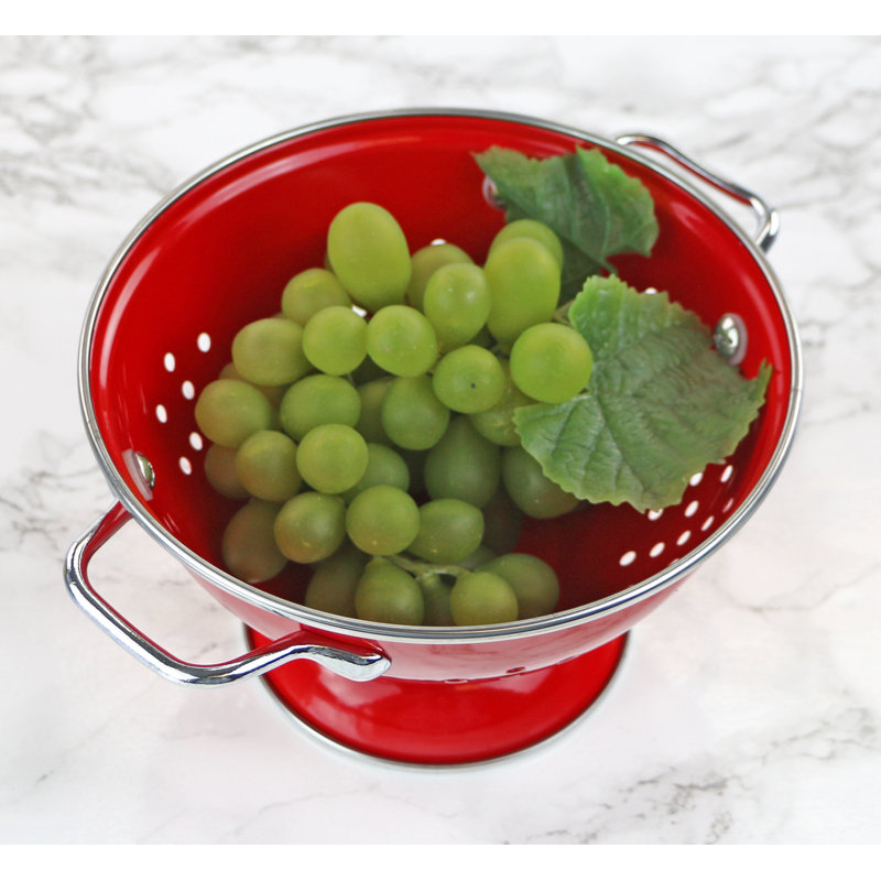 Prep & Savour Adame Steel Colander, Red, 1 QT