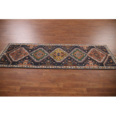 Navy Blue Traditional  Runner Rug 3x8