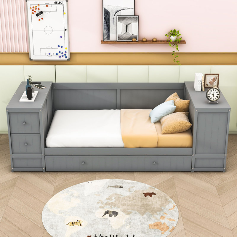 Azaree Twin Daybed with Trundle, Gray