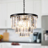 Castleford 6 - Light Unique Tiered Faceted Glass Cascade Chandelier