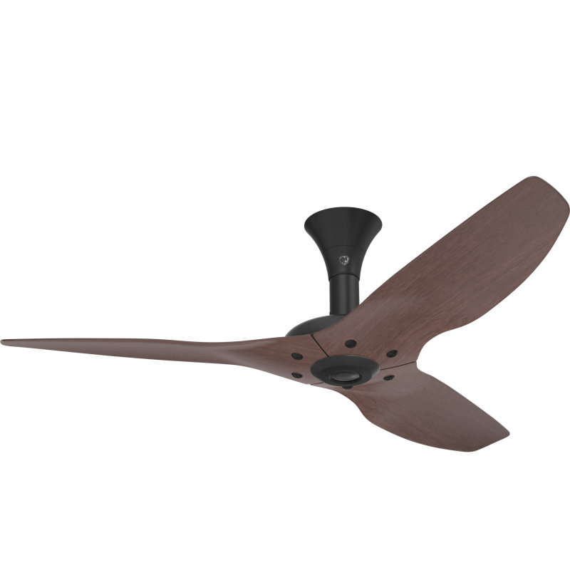 Haiku Smart Flush Mount Ceiling Fan, 52 inches, Black with Cocoa Bamboo Blades
