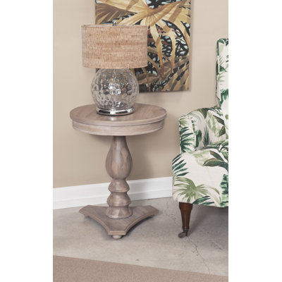 Amone Solid Wood Pedestal End Table