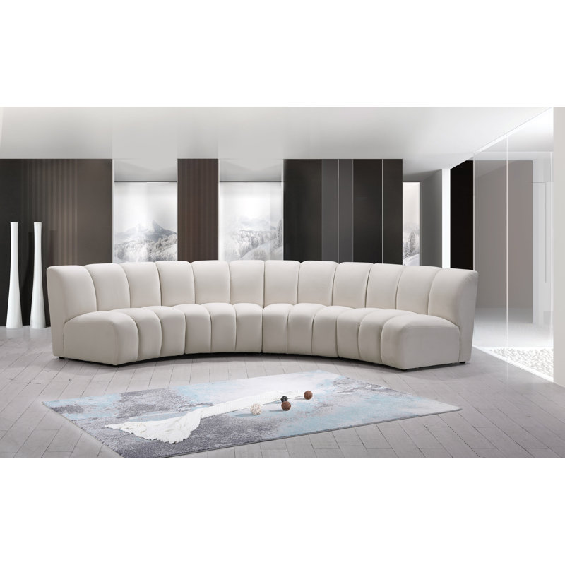 Canapé modulaire en velours Infinity, Velours crème, 4 pièces