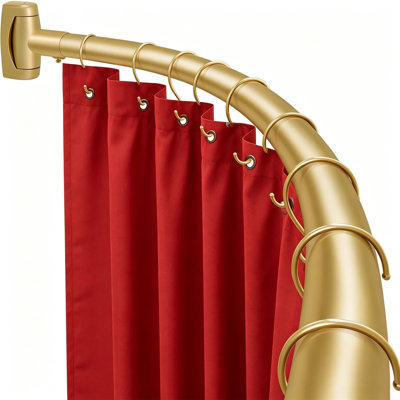 Tringle à rideau de douche incurvée 35-82 po (2,9 à 6,8 pi), tringle de douche antirouille ronde dorée pour baignoire de salle de bain, tringle à rideau de douche arquée réglable, ne rouille jamais | Espace supplémentaire | Antidérapant | Extensible | Nécessaire de percer