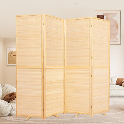 Room Divider Folding Privacy Screens, Hand-Made High Bamboo...