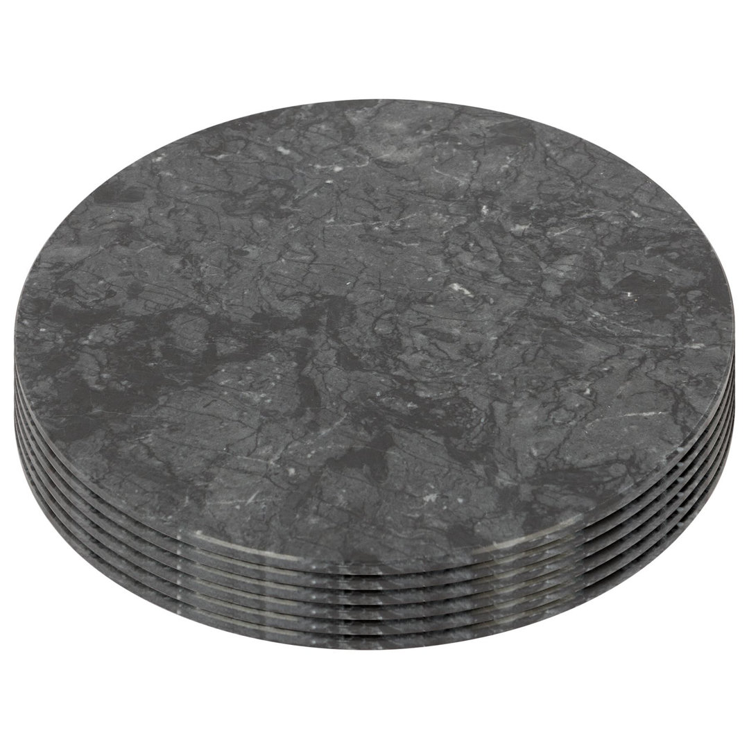 Argon Tableware Unisex Black Round Marble Placemats - Pack Of 6 In 30Cm - Image 4