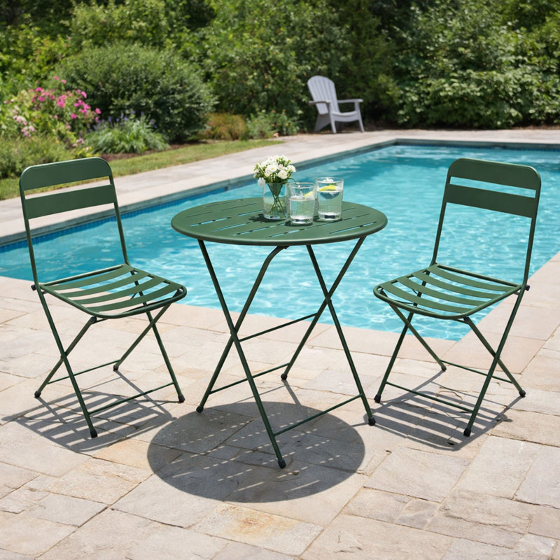 28-in H 3-piece Metal Folding Bistro Set , Green, Green