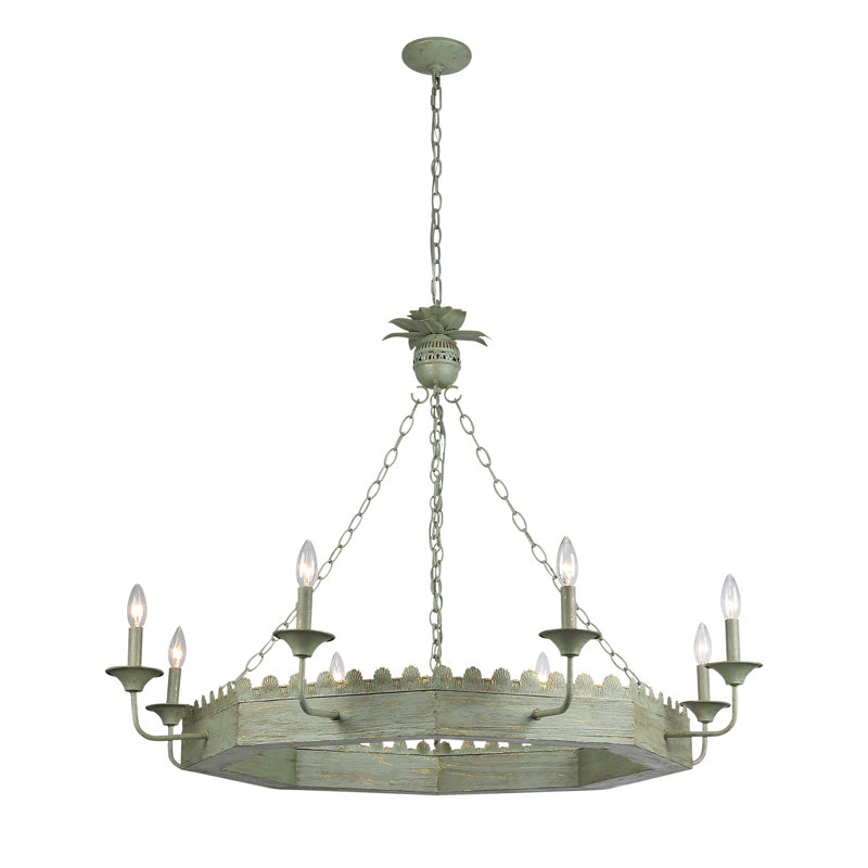 Lustre 8 lumières Finley en sauge rétro
