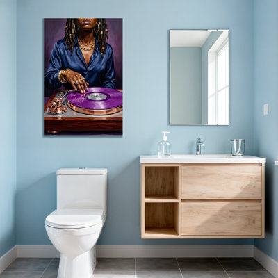 Fashion Woman With Purple Vinyl Record