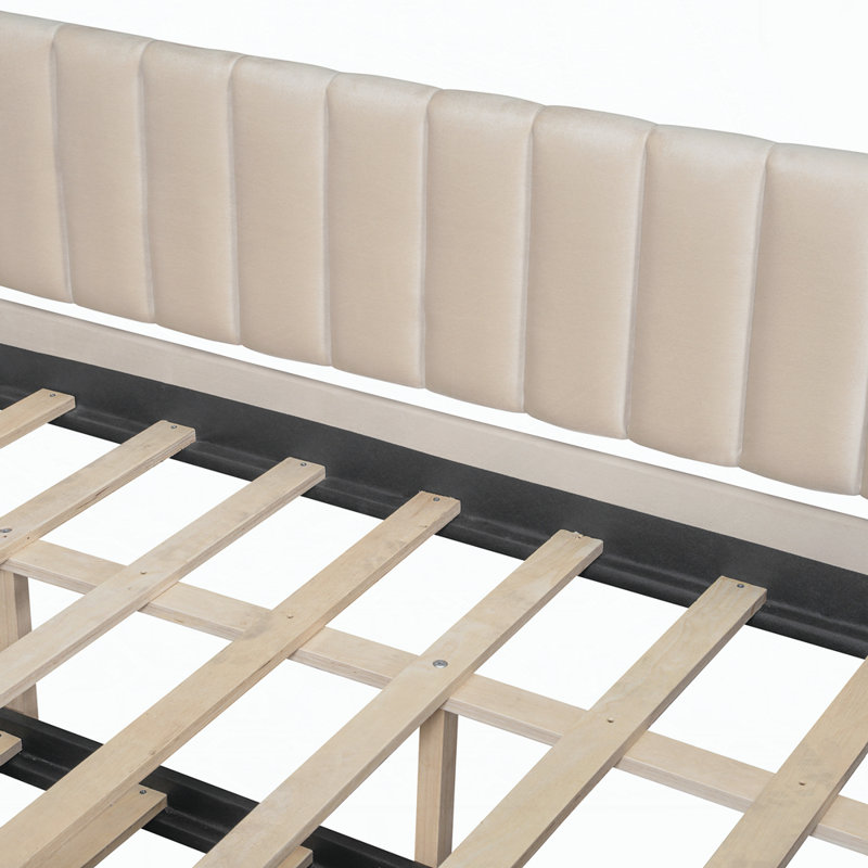 Versatile Upholstered Daybed with Pull-Out Trundle for Extra Sleeping Space, Beige