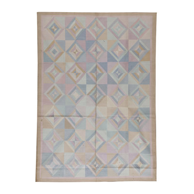 Tapis bleu / rose / beige / ivoire de haute qualité noué à la main