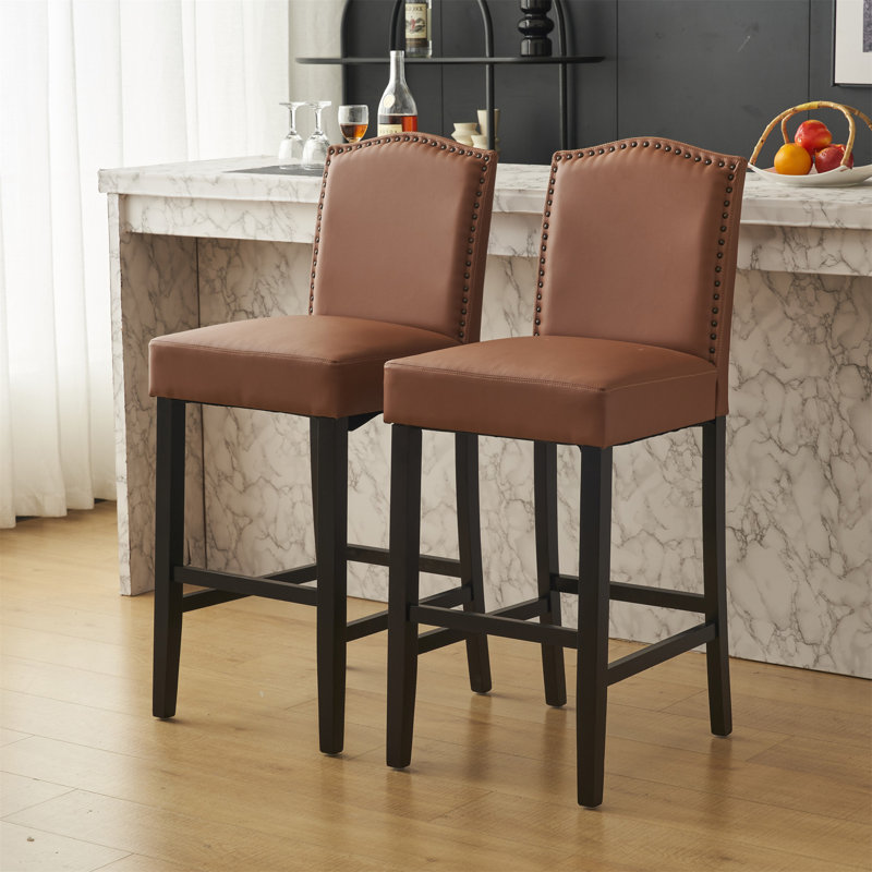 Ensemble de 2 tabourets de bar seulement, sans les tables, Brun
