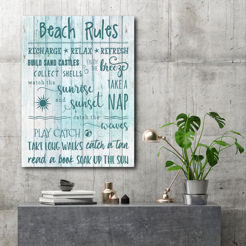 « beach rules », art textuel sur toile