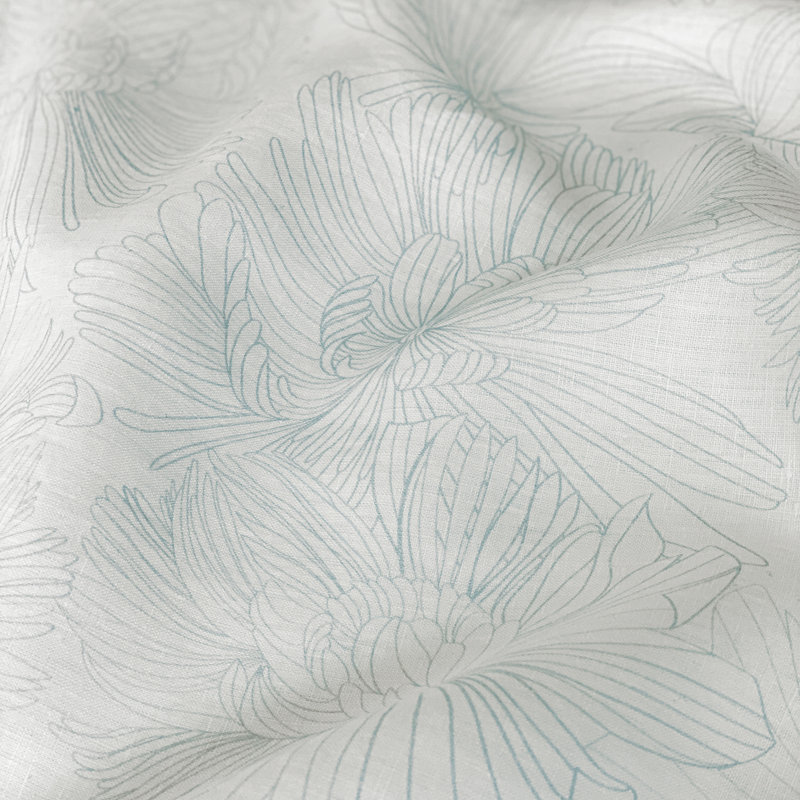 100% French Linen Pillowcase Set, King Pillowcase, Cream/Wave Floral